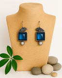 Navy Blue Oxidised Earring
