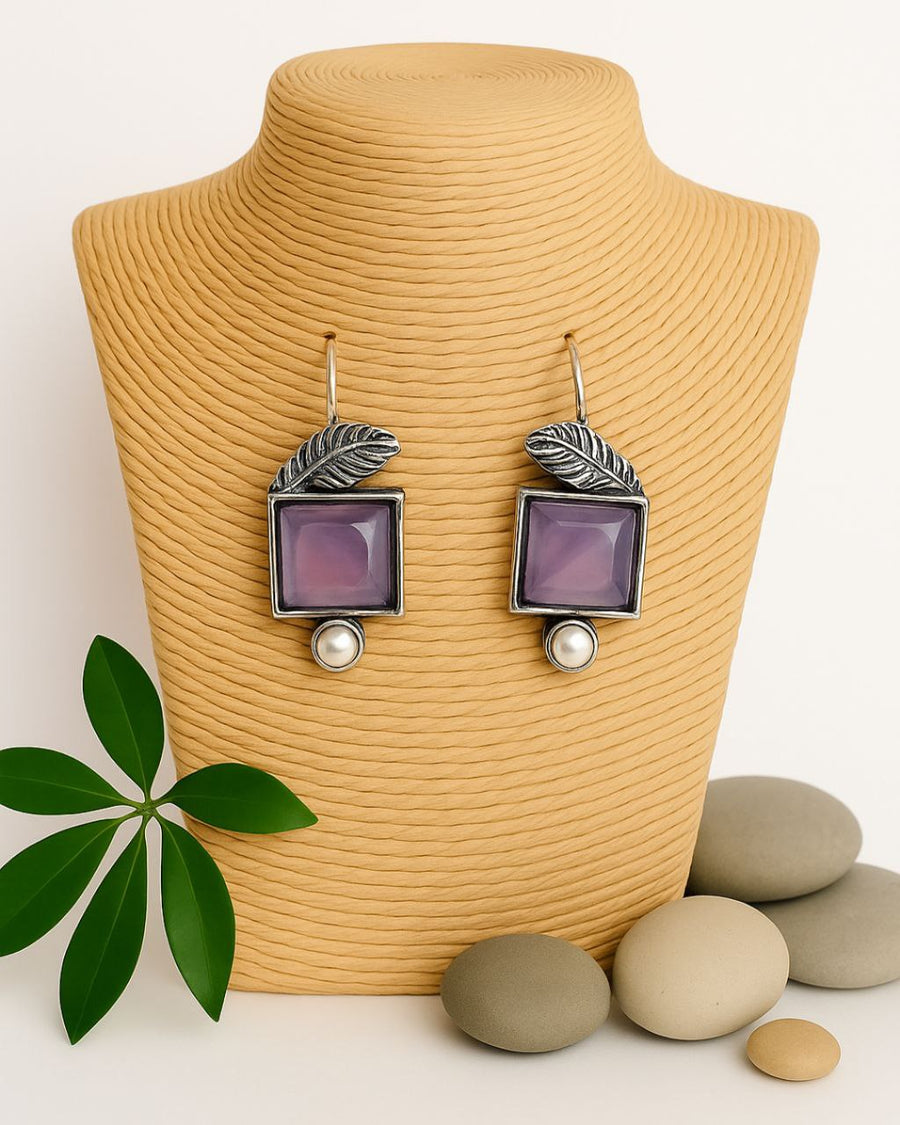 Purple Oxidised Earring