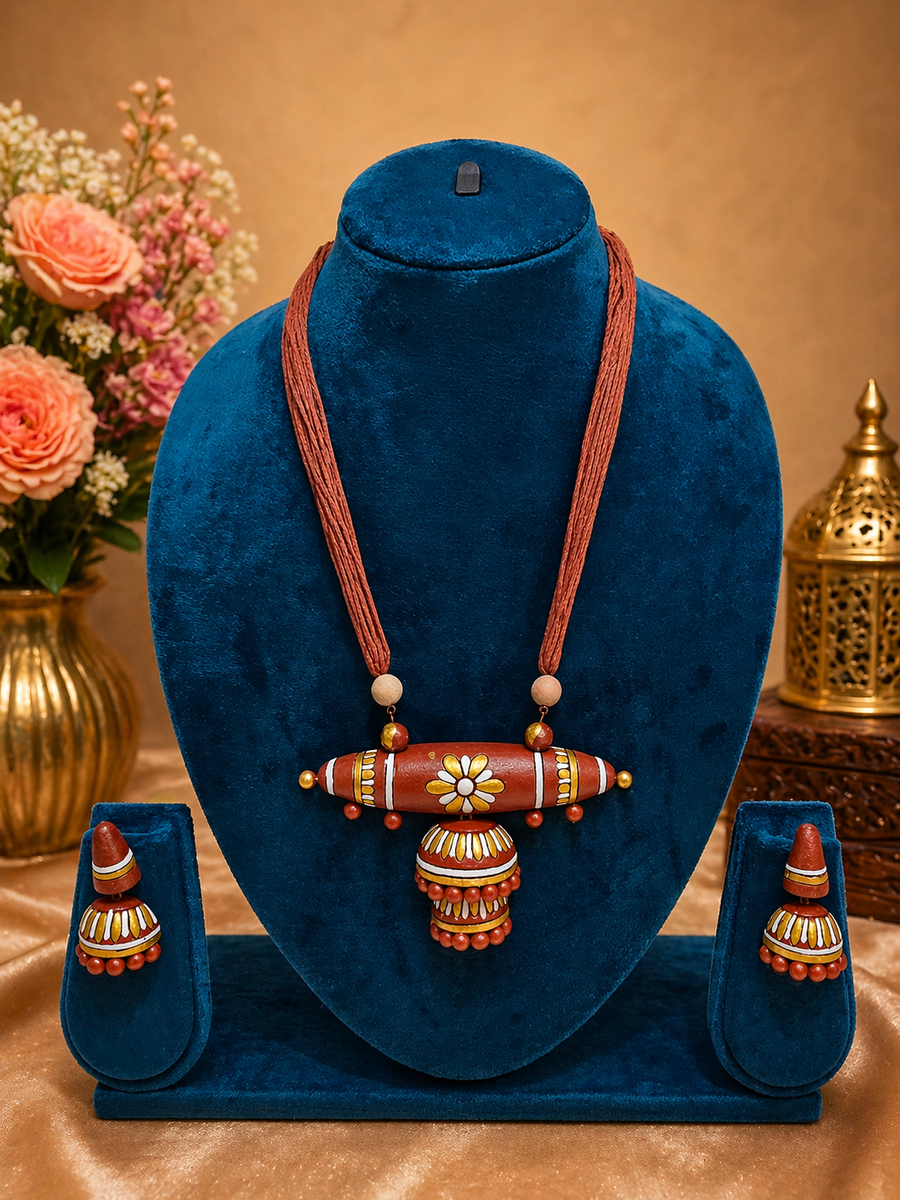 Rustic Bloom Terracotta Jewellery Set