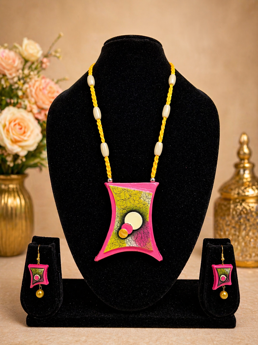Pink Blossom Terracotta Jewellery Set