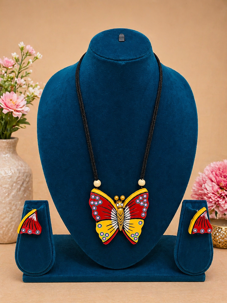Monarch Butterfly Handmade Terracotta Jewellery Set