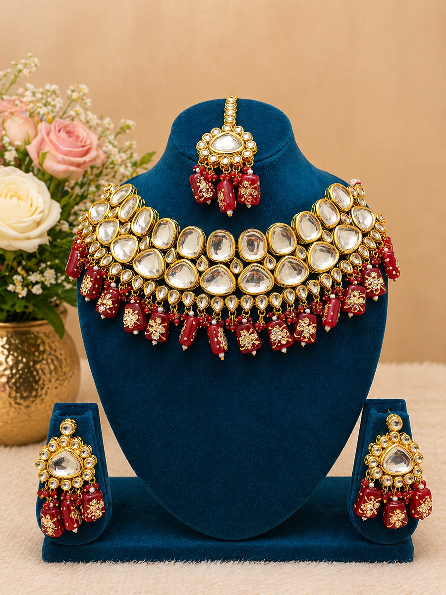 ❤️ Royal Kundan Bridal Choker Set with Earrings &amp; Maang Tikka