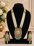 Royal Pearl & Mint Green Kundan Statement Necklace Set