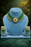 Emerald Bloom Handmade Beaded Choker Set