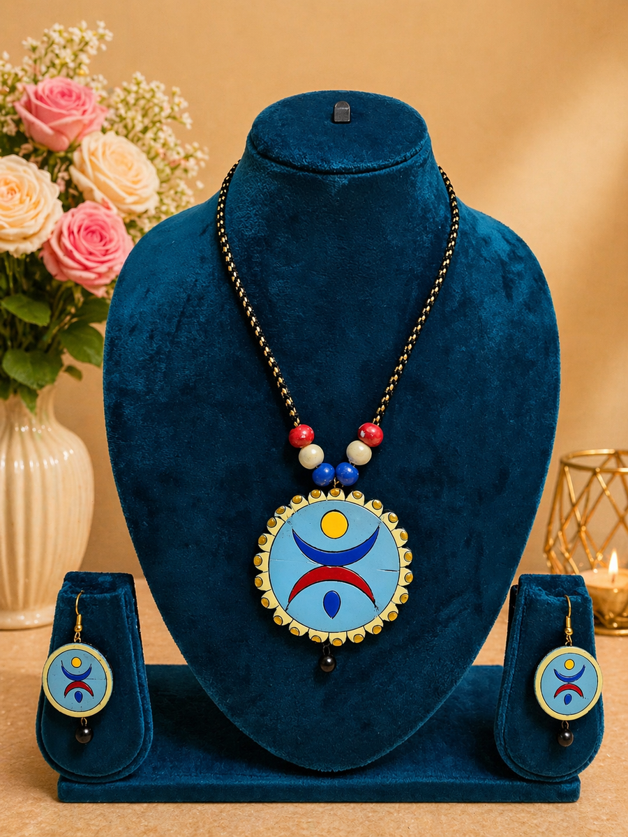 Sky Aura Handmade Terracotta Jewellery Set