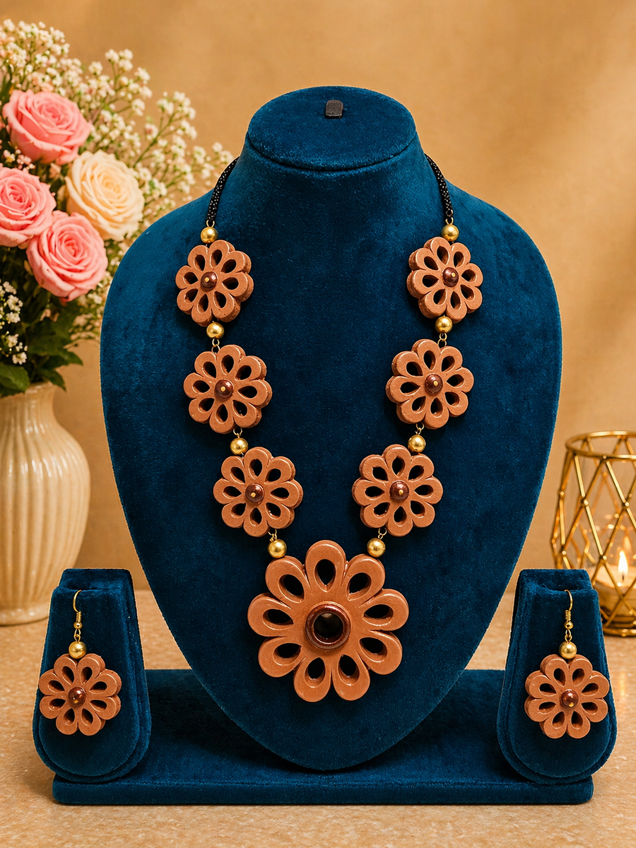 Floral Bloom Terracotta Jewellery Set