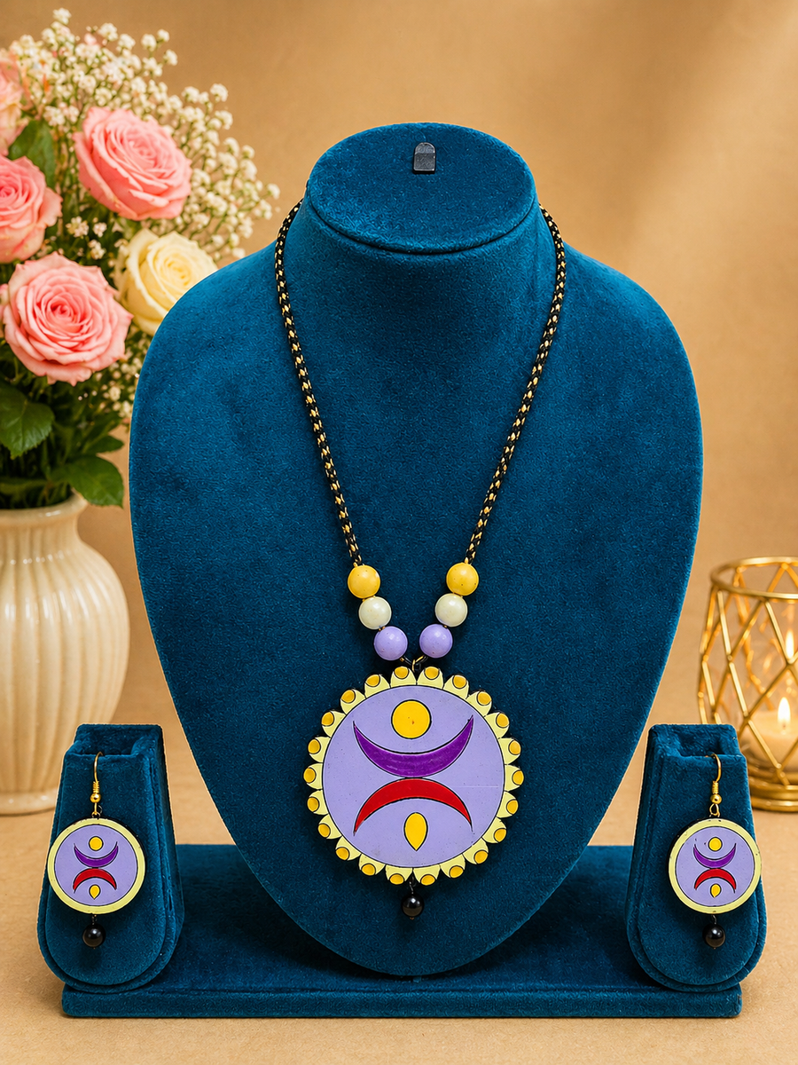 Lavender Aura Terracotta Jewellery Set