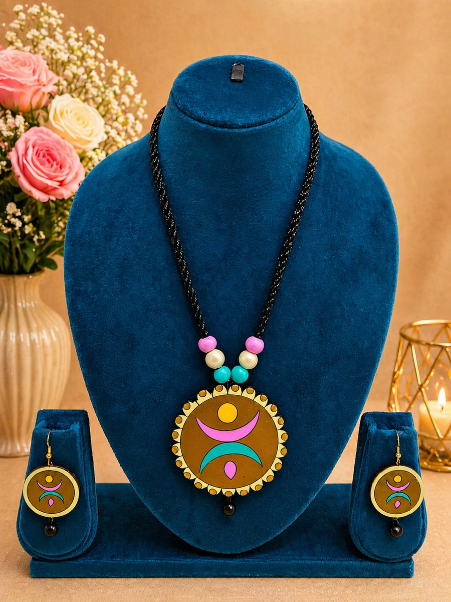 Golden Harmony Terracotta Pendant Set