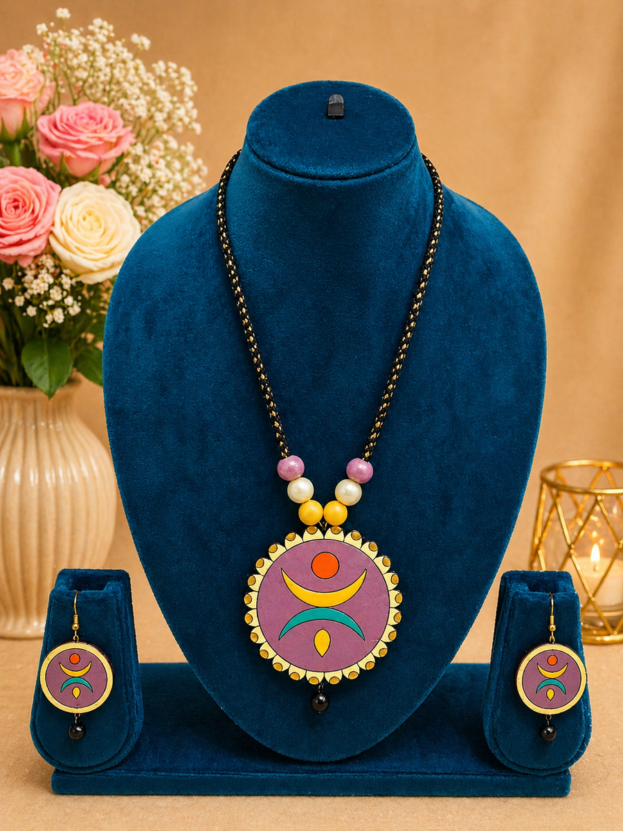Lavender Aura Terracotta Jewellery Set