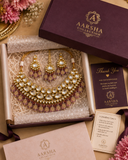 Royal Purple Kundan Choker Jewellery Set with Earrings & Maang Tikka