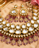 Royal Purple Kundan Choker Jewellery Set with Earrings & Maang Tikka