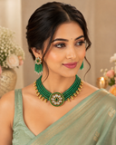 Emerald Bloom Handmade Beaded Choker Set