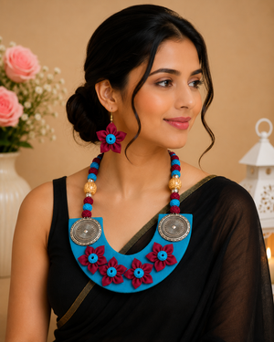 Handmade Floral Statement Necklace Set