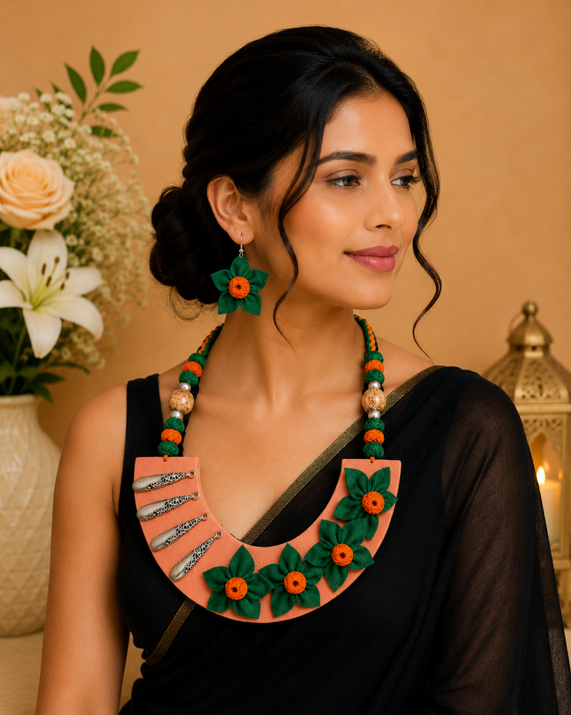 Handmade Floral Statement Necklace Set