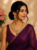 Royal Kundan Pearl Necklace Set with Ruby Accent