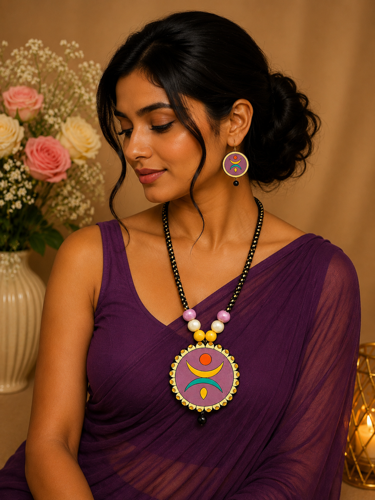 Lavender Aura Terracotta Jewellery Set