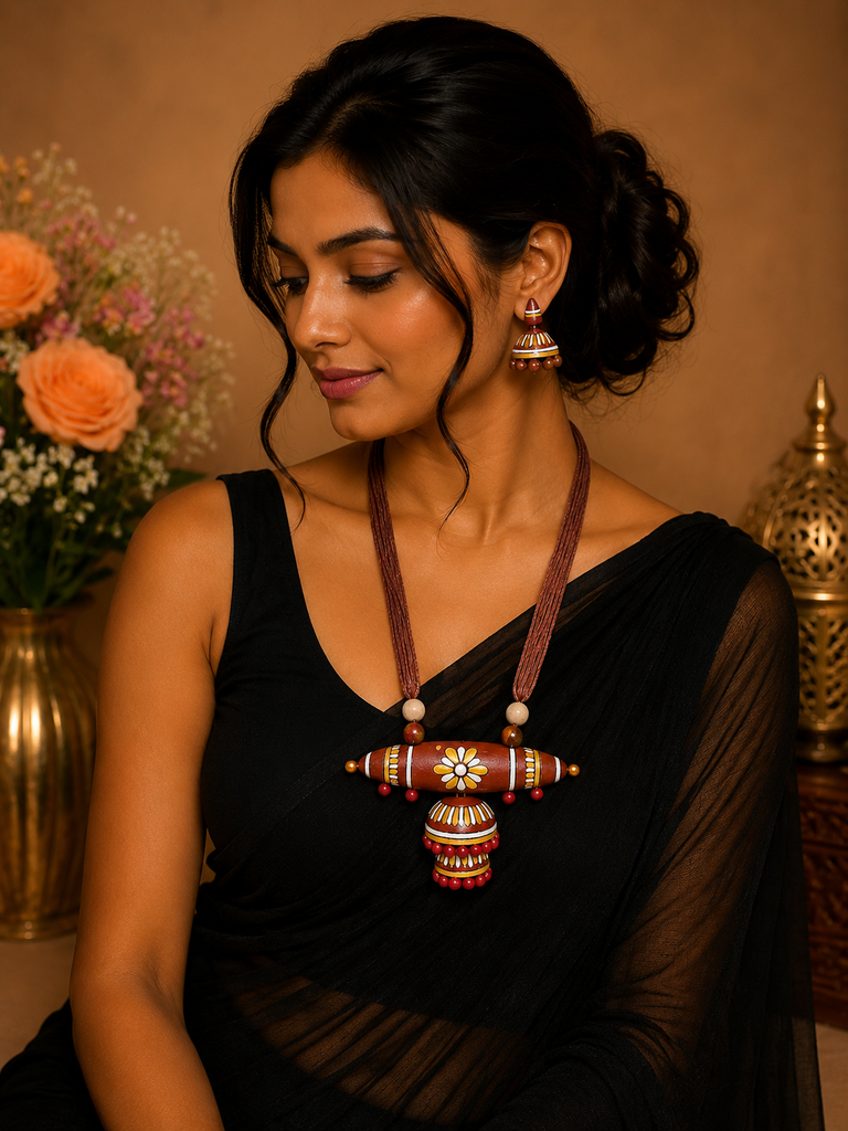 Rustic Bloom Terracotta Jewellery Set