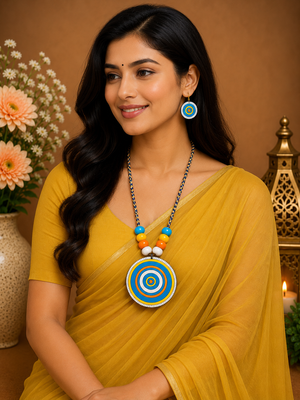 Sky Blue Terracotta Necklace Set