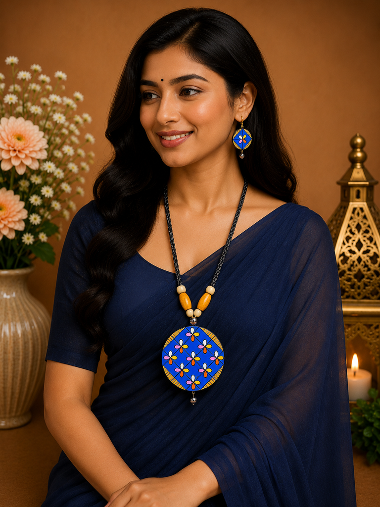 Blue Terracotta Necklace Set
