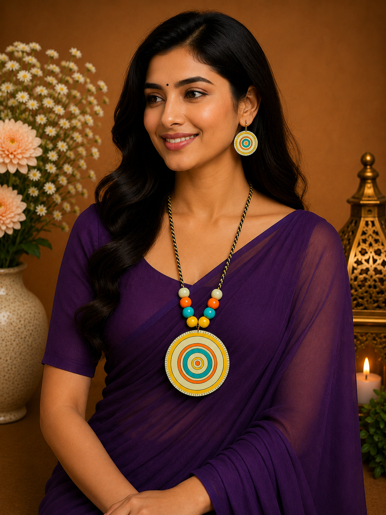 Light Yellow Terracotta Necklace Set