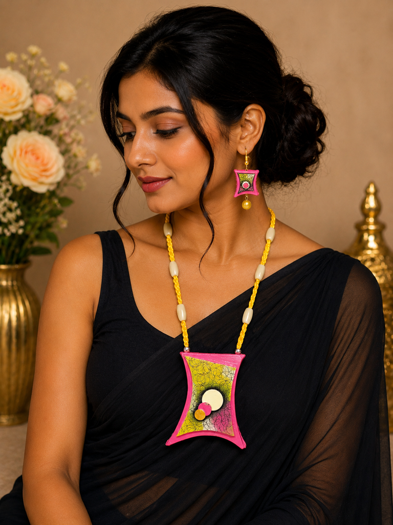 Pink Blossom Terracotta Jewellery Set