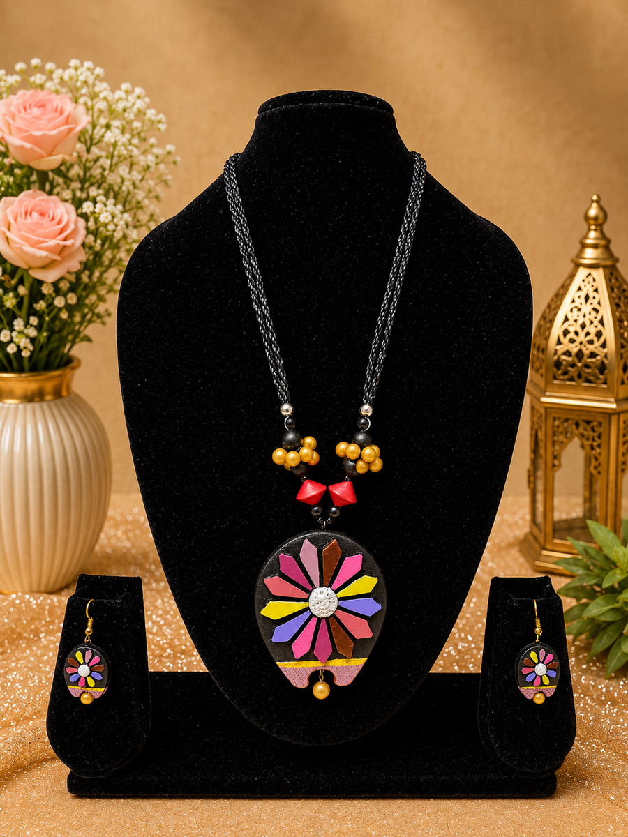 Midnight Bloom Terracotta Jewellery Set