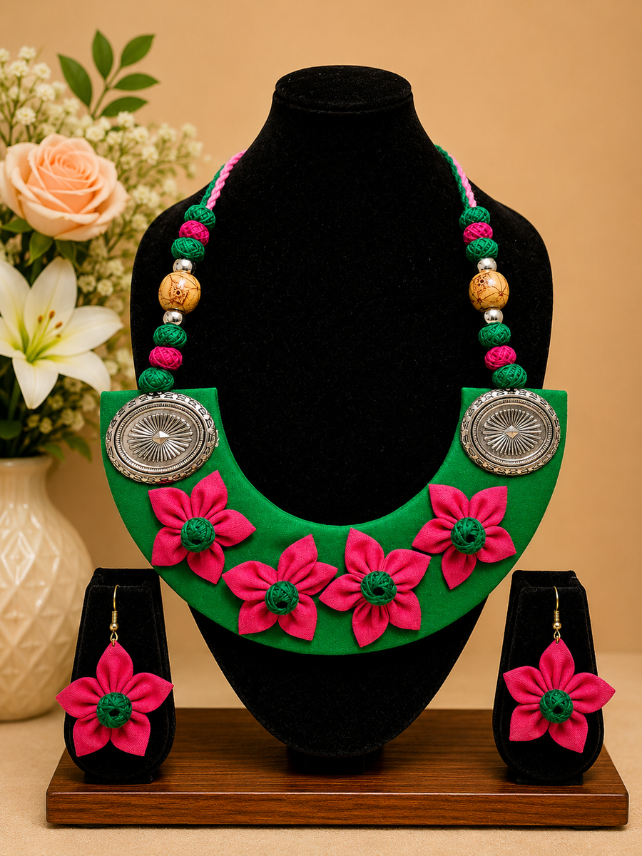 Green Fabric Hasli Set
