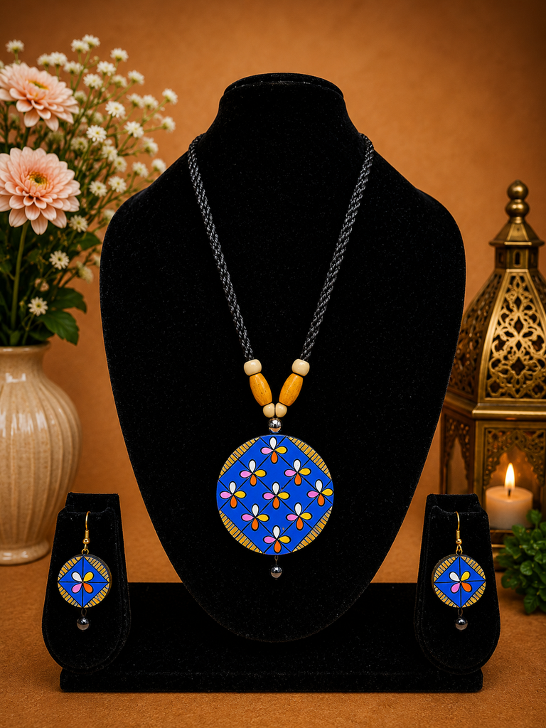 Blue Terracotta Necklace Set