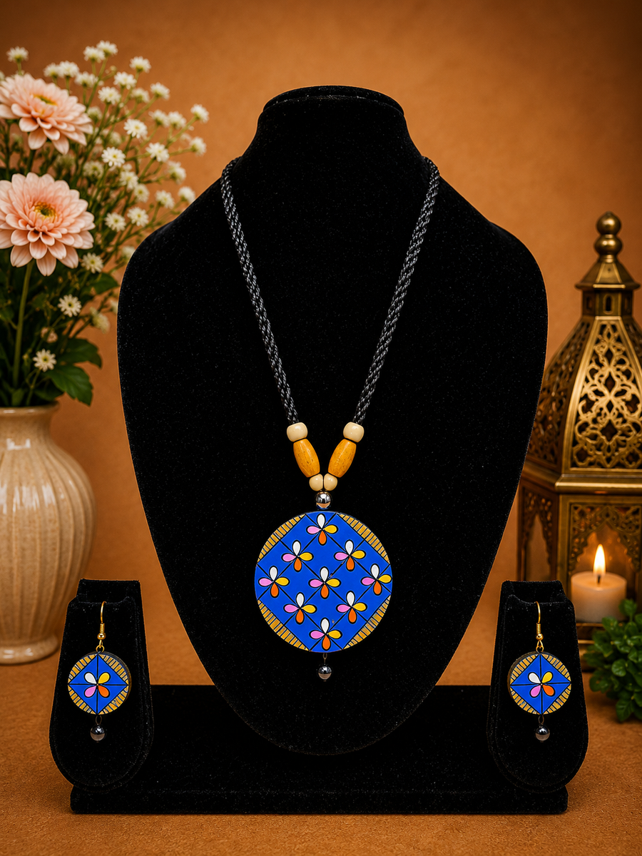 Blue Terracotta Necklace Set