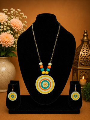Light Yellow Terracotta Necklace Set