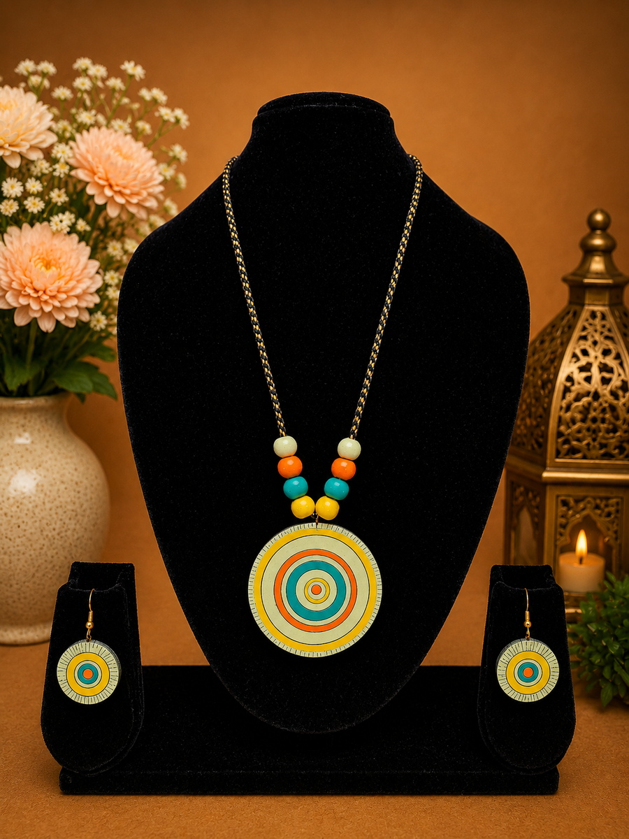 Light Yellow Terracotta Necklace Set