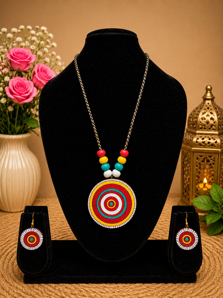 Maroon Terracotta Necklace Set