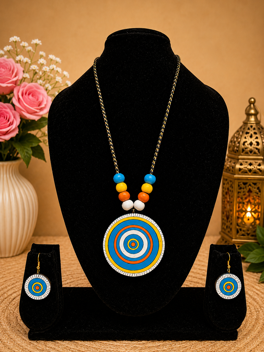 Sky Blue Terracotta Necklace Set