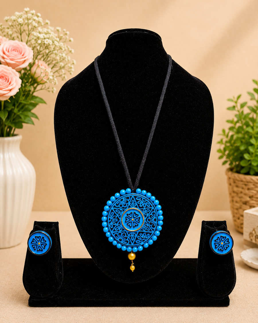 Azure Mandala Terracotta Jewellery Set