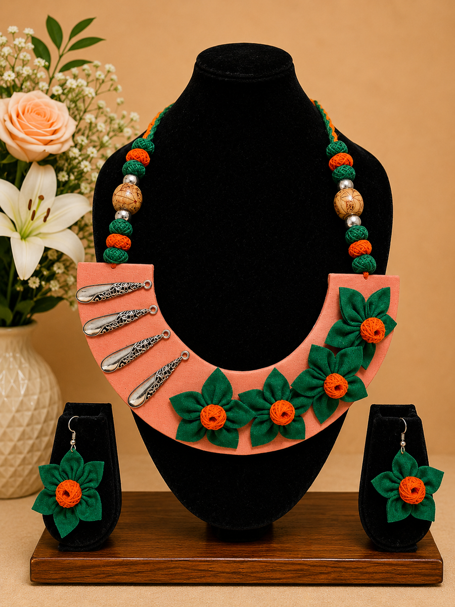 Handmade Floral Statement Necklace Set
