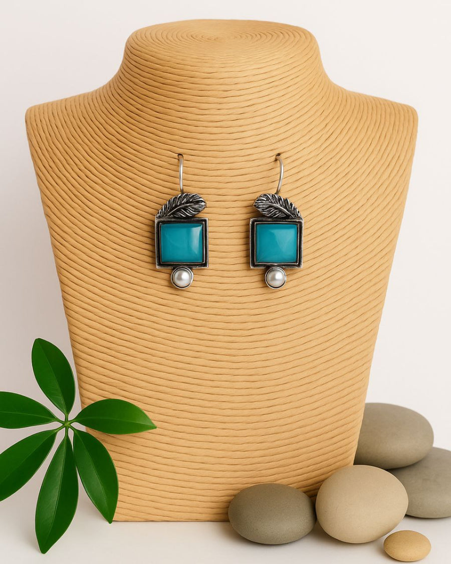 Seagreen Oxidised Earring