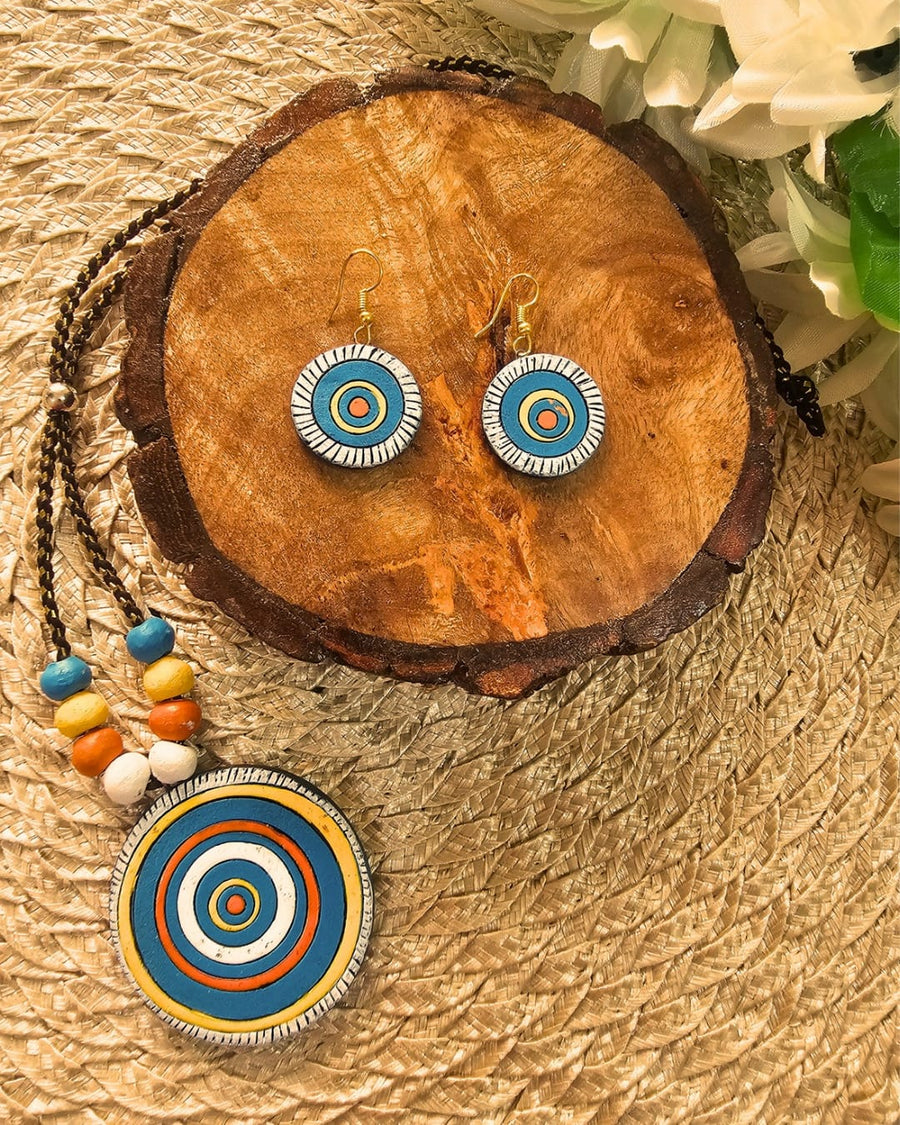 Sky Blue Terracotta Necklace Set