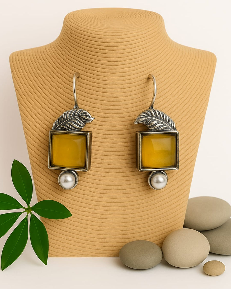 Yellow Oxidised Earring