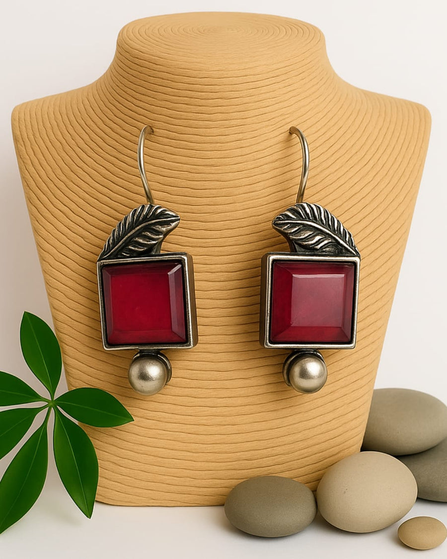 Rani Pink Oxidised Earring