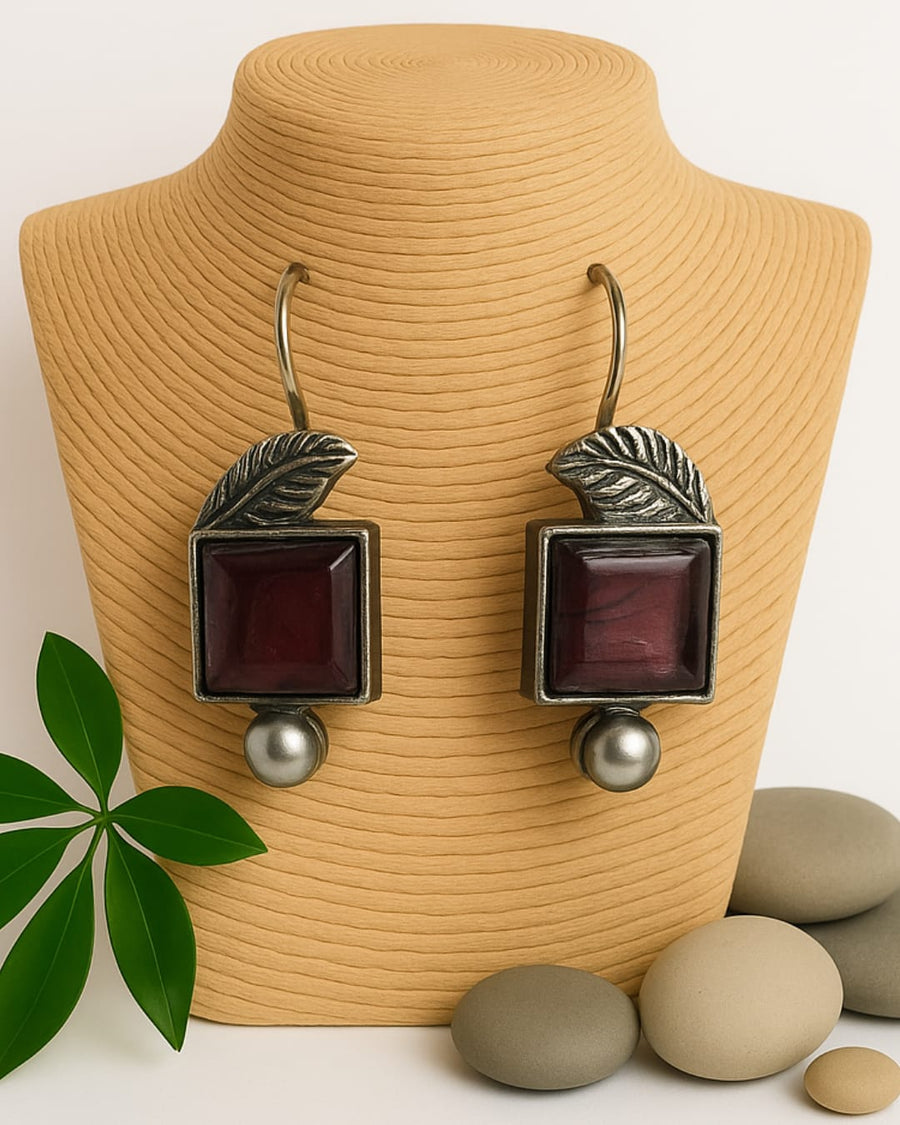 Wine Oxidised Earring
