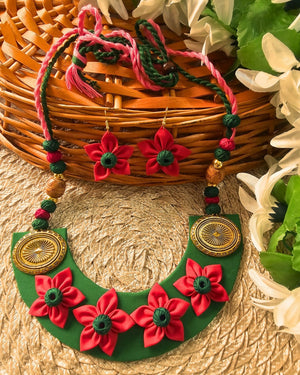 Green Fabric Hasli Set