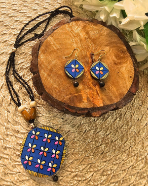 Blue Terracotta Necklace Set
