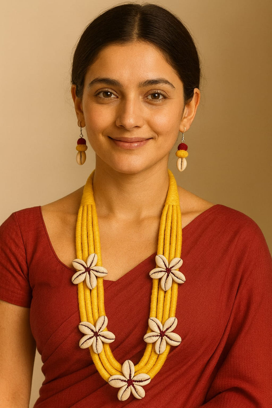 Rudrani Yellow Thread Necklace
