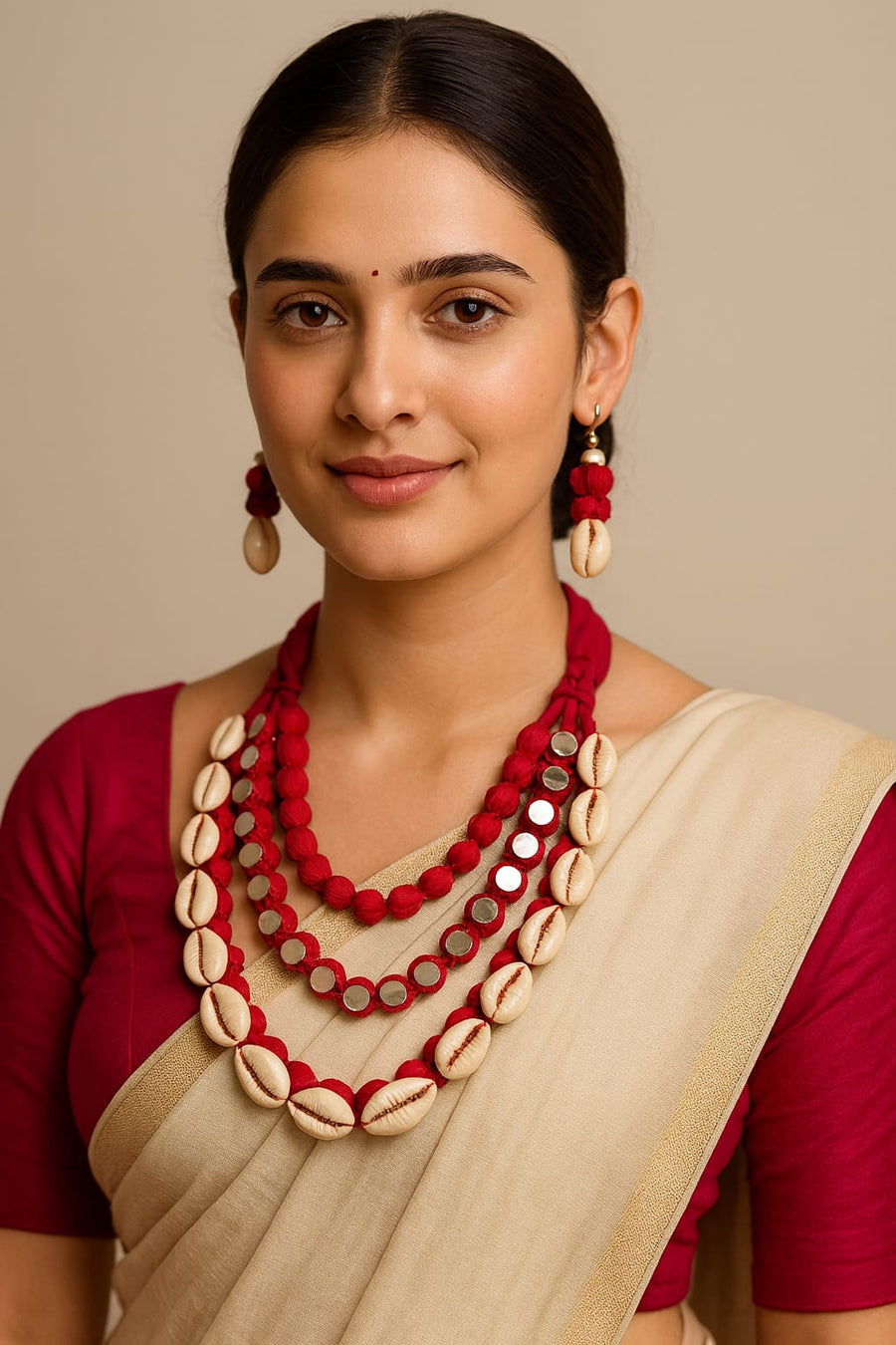 Arohini Cowrie & Mirror Necklace